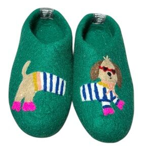 Anthropologie French Knot Dog Wool Slippers XL (11/12)